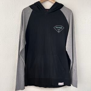 Diamond Supply Co. Mens M Pullover Hoodie Black Gray Graphic Pocket Long Sleeve